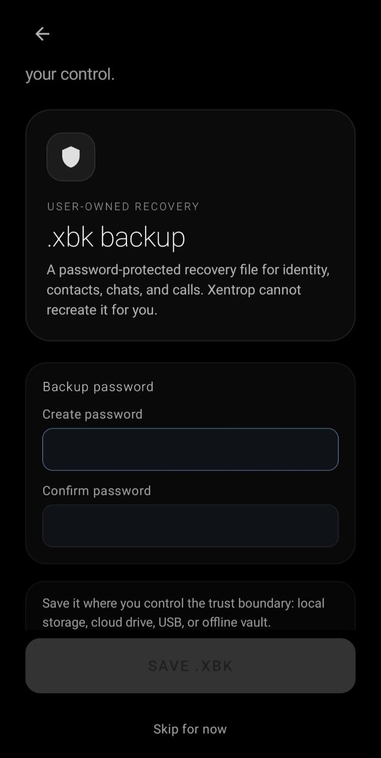 User-owned .xbk recovery setup in Xentrop Android